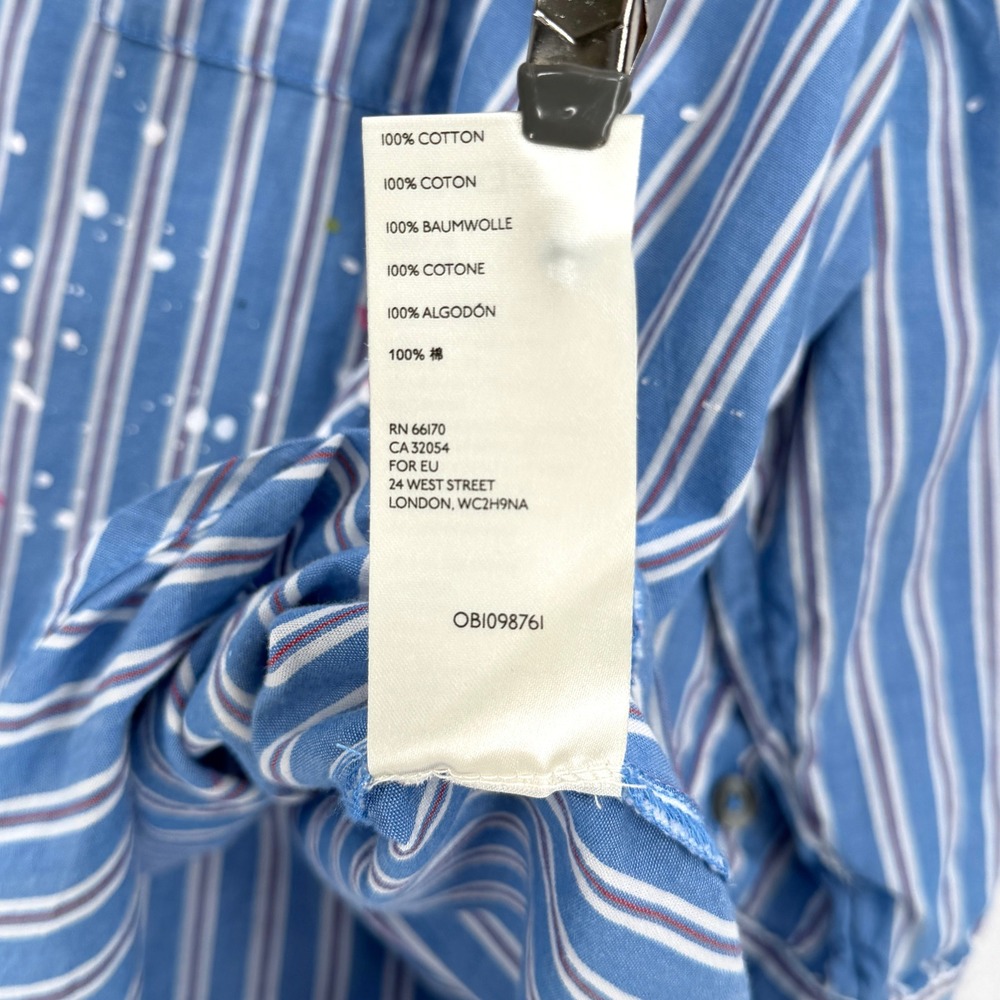 PILCRO The Bo Boyfriend Buttondown Women M L Blue Striped Paint Splatter Shirt - Picture 14 of 16
